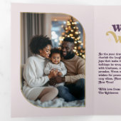 Velvet Plum Gold Cozy Vibes Retro Christmas Photo Drieluik Wenskaart (Binnenzijde eerst)