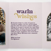 Velvet Plum Gold Cozy Vibes Retro Christmas Photo Drieluik Wenskaart (Binnenkant midden)