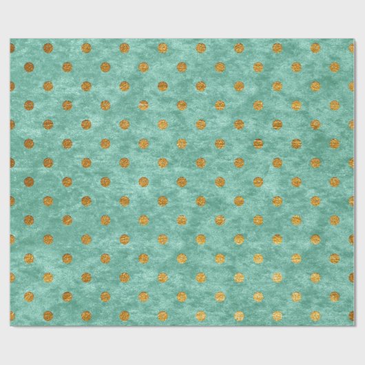 Velvet Polka Tiny Golden Stippen Blauwgroen Aqua T Cadeaupapier (Vlak)