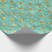 Velvet Polka Tiny Golden Stippen Blauwgroen Aqua T Cadeaupapier (Hoek)