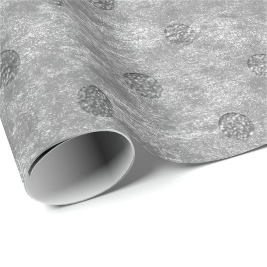 Velvet Polka Tiny Silver Stippen Grafiet Gray Cadeaupapier (Rol Hoek)