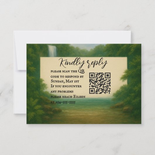 Velvet Rapids QR Code Wedding RSVP Kaart (Voorkant)