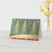 Velvet Red Border Gold Foil Kerstboom Kaart (Gele Bloem)
