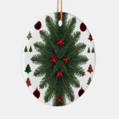 Velvet Red & Green Starburst Ceramic Ornament  (Rechts)