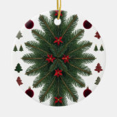 Velvet Red & Green Starburst Ceramic Ornament  (Voorkant)