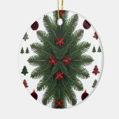 Velvet Red & Green Starburst Ceramic Ornament  (Links)