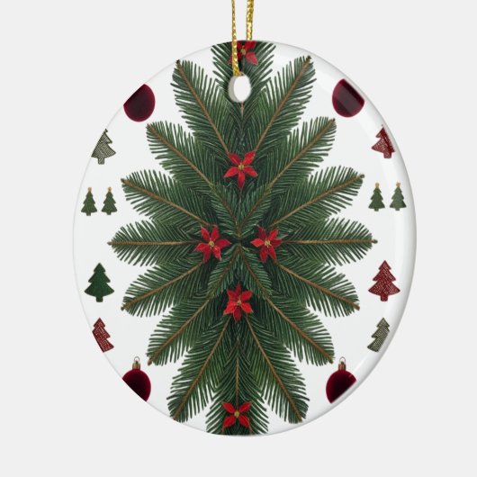 Velvet Red & Green Starburst Ceramic Ornament  (Links)