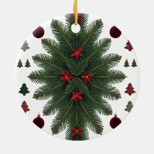Velvet Red & Green Starburst Ceramic Ornament  (Achterkant)