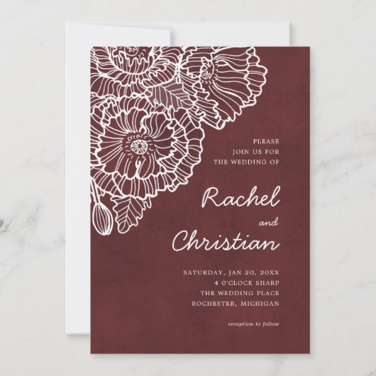 Velvet red met witte papavers kaart (Voorkant)