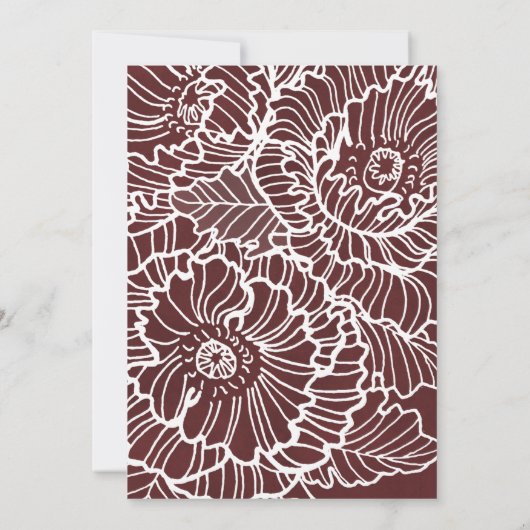 Velvet red met witte papavers kaart (Achterkant)