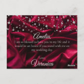 Velvet Red Silk zal mijn bruidsmeisje Briefkaart z (Achterkant)
