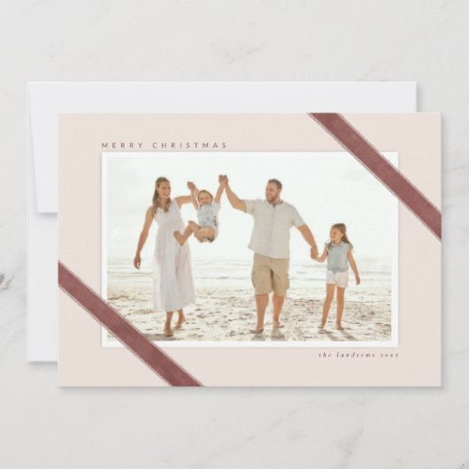 Velvet Ribbon geaccentueerd Kerstfoto ontwerp Kaart (Voorkant)
