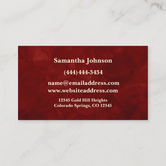 Velvet Scarlet Gold Key Real Estate Business Card Visitekaartje (Achterkant)