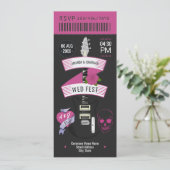 Velvet Thunder Rock ’n’ Roll Wedding Ticket Kaart (Staand voorkant)