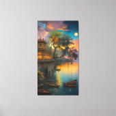 Velvet Twilight: The Lakeside Villa Canvas Afdruk (Voorkant)
