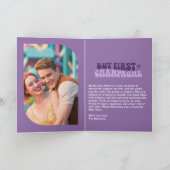 Velvet Violet Champagne Retro New Year Photo Feestdagen Kaart (Binnen)