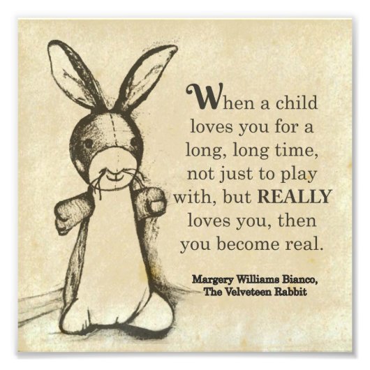 Velveteen Rabbit Book Quote Wall Art Foto Afdruk (Voorkant)
