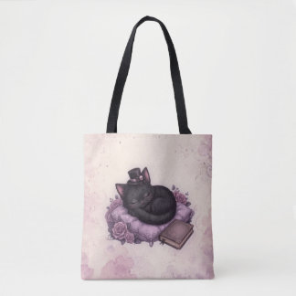 Velvet's Donkere Magie Gezellige Zwarte Kat Boodsc Tote Bag