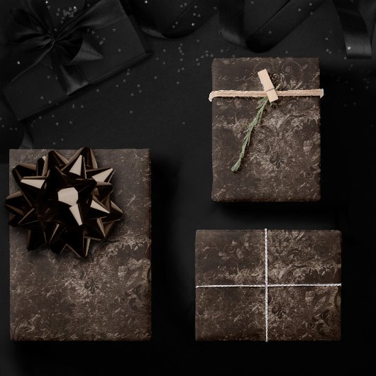 Velvety Bronze Damask | Bruine barokgrunge Inpakpapier Vel