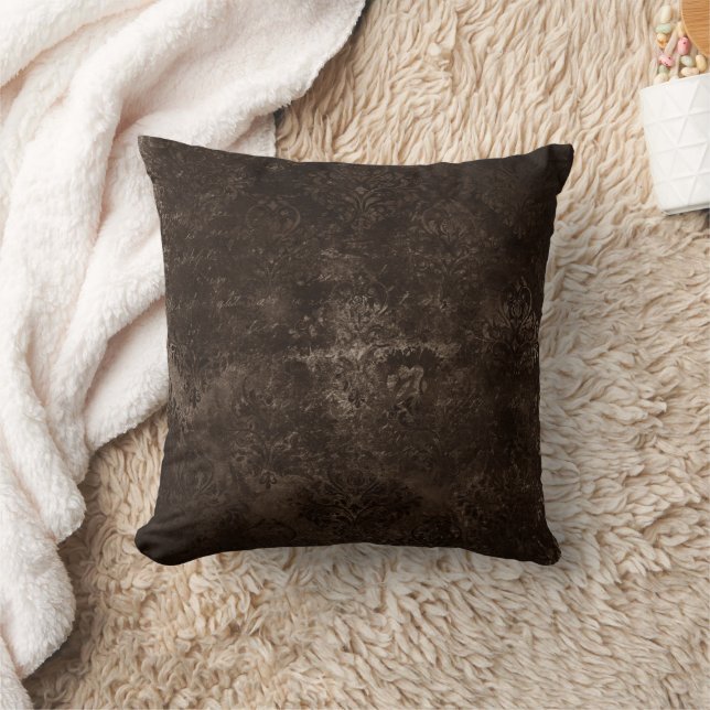 Velvety Bronze Damask | Bruine barokgrunge Kussen (Deken)