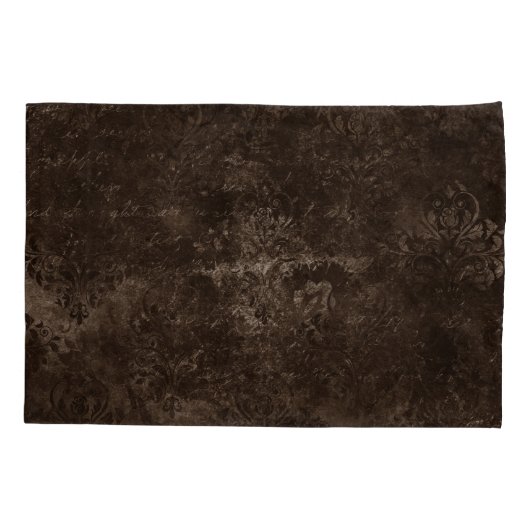 Velvety Bronze Damask | Bruine barokgrunge Kussensloop (Achterkant)