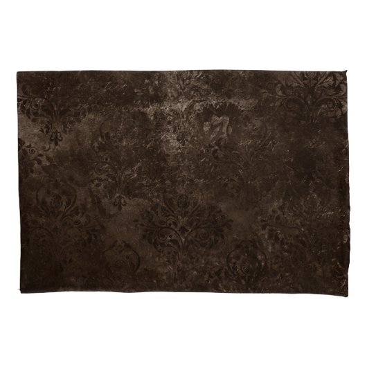 Velvety Bronze Damask | Bruine barokgrunge Kussensloop (Voorkant)