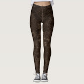 Velvety Bronze Damask | Bruine barokgrunge Leggings (Voorkant)
