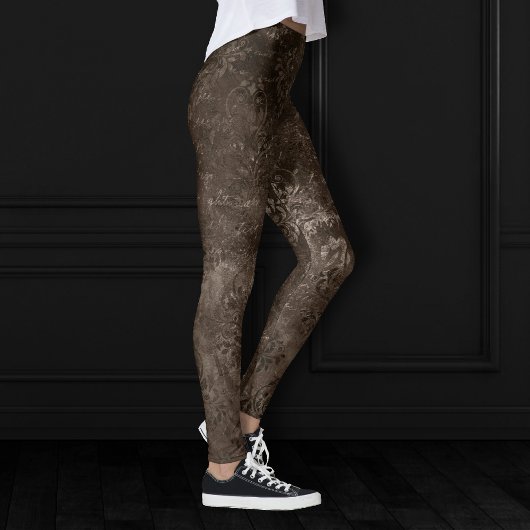 Velvety Bronze Damask | Bruine barokgrunge Leggings