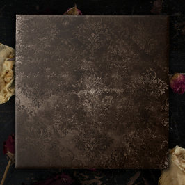 Velvety Bronze Damask | Bruine barokgrunge Tegeltje