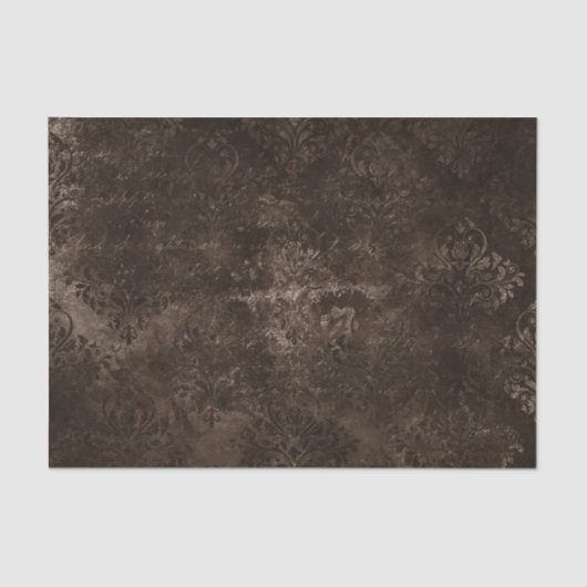 Velvety Bronze Damask | Bruine barokgrunge Tissuepapier (Voorkant)