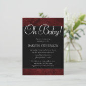 Velvety Henna Damask | Crimson Red Baroque Oh Baby Kaart (Staand voorkant)