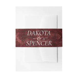 Velvety Henna Damask Crimson Red Grunge Baroque Uitnodigingen Wikkel
