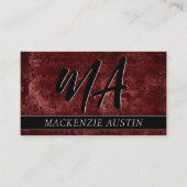 Velvety Henna Damask | Crimson Red Grunge Baroque Visitekaartje (Voorkant)