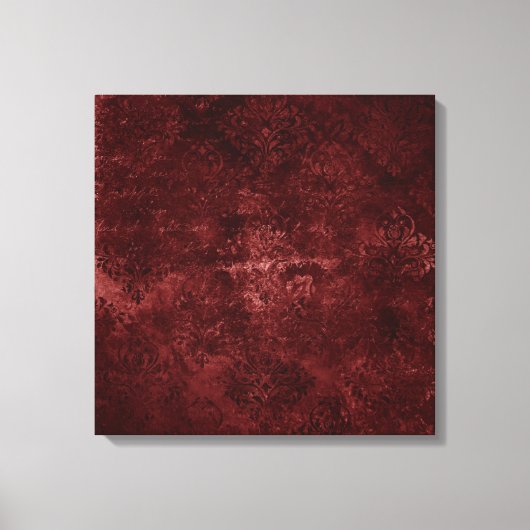 Velvety Henna Damask | Rode noodlijdende grunge Canvas Afdruk (Voorkant)