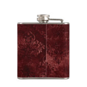 Velvety Henna Damask | Rode noodlijdende grunge Heupfles (Achterkant)