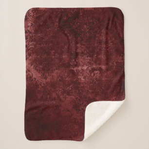 Velvety Henna Damask   Rode noodlijdende grunge Sherpa Deken