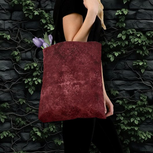Velvety Henna Damask | Rode noodlijdende grunge Tote Bag