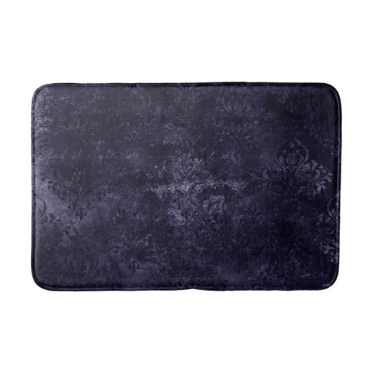 Velvety Midnight Damask | Indigo Paarse Grunge Badmat (Voorkant)
