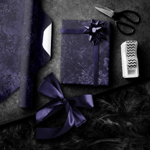Velvety Midnight Damask   Indigo Paarse Grunge Cadeaupapier