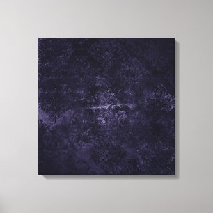 Velvety Midnight Damask   Indigo Paarse Grunge Canvas Afdruk