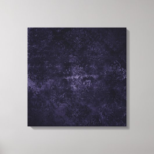 Velvety Midnight Damask | Indigo Paarse Grunge Canvas Afdruk (Voorkant)