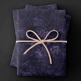 Velvety Midnight Damask | Indigo Paarse Grunge Inpakpapier Vel
