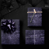 Velvety Midnight Damask | Indigo Paarse Grunge Inpakpapier Vel