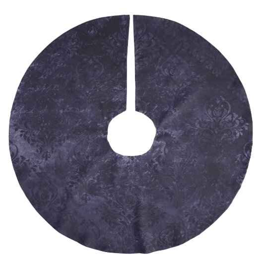 Velvety Midnight Damask | Indigo Paarse Grunge Kerstboom Rok (Voorkant)