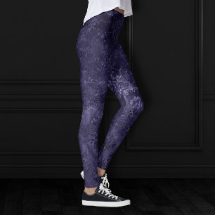 Velvety Midnight Damask Indigo Paarse Grunge Leggings