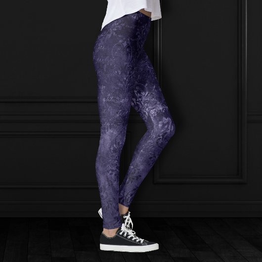 Velvety Midnight Damask | Indigo Paarse Grunge Leggings
