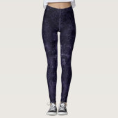 Velvety Midnight Damask | Indigo Paarse Grunge Leggings (Voorkant)