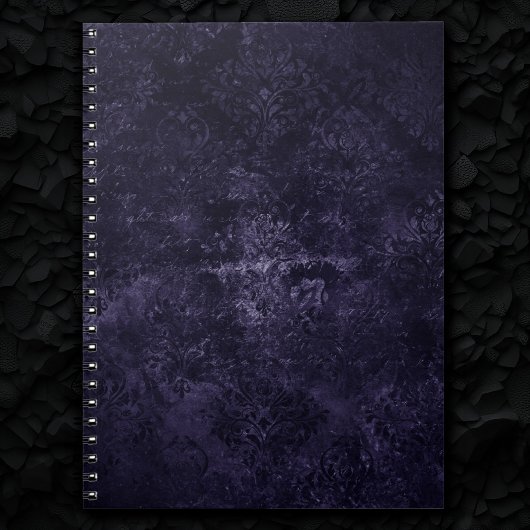 Velvety Midnight Damask | Indigo Paarse Grunge Notitieboek