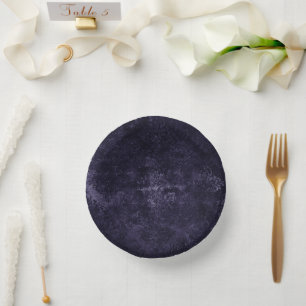 Velvety Midnight Damask Indigo Paarse Grunge Papieren Kommen