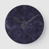 Velvety Midnight Damask | Indigo Paarse Grunge Ronde Klok (Voorkant)